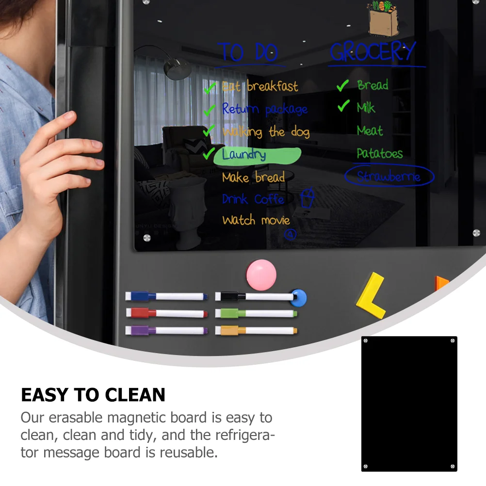 Rewritable Message Board Attach to Refrigerator Clear Writing Plate Acrylic Fridge Schedule