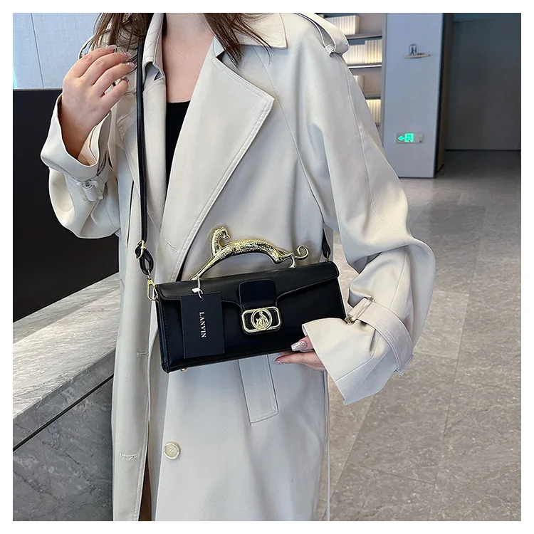 Famous Luxury Brand Replica Bags For Women High Quality Metal Handle Designer Shoulder Bag Elegant Fashion Rectangular Handbag