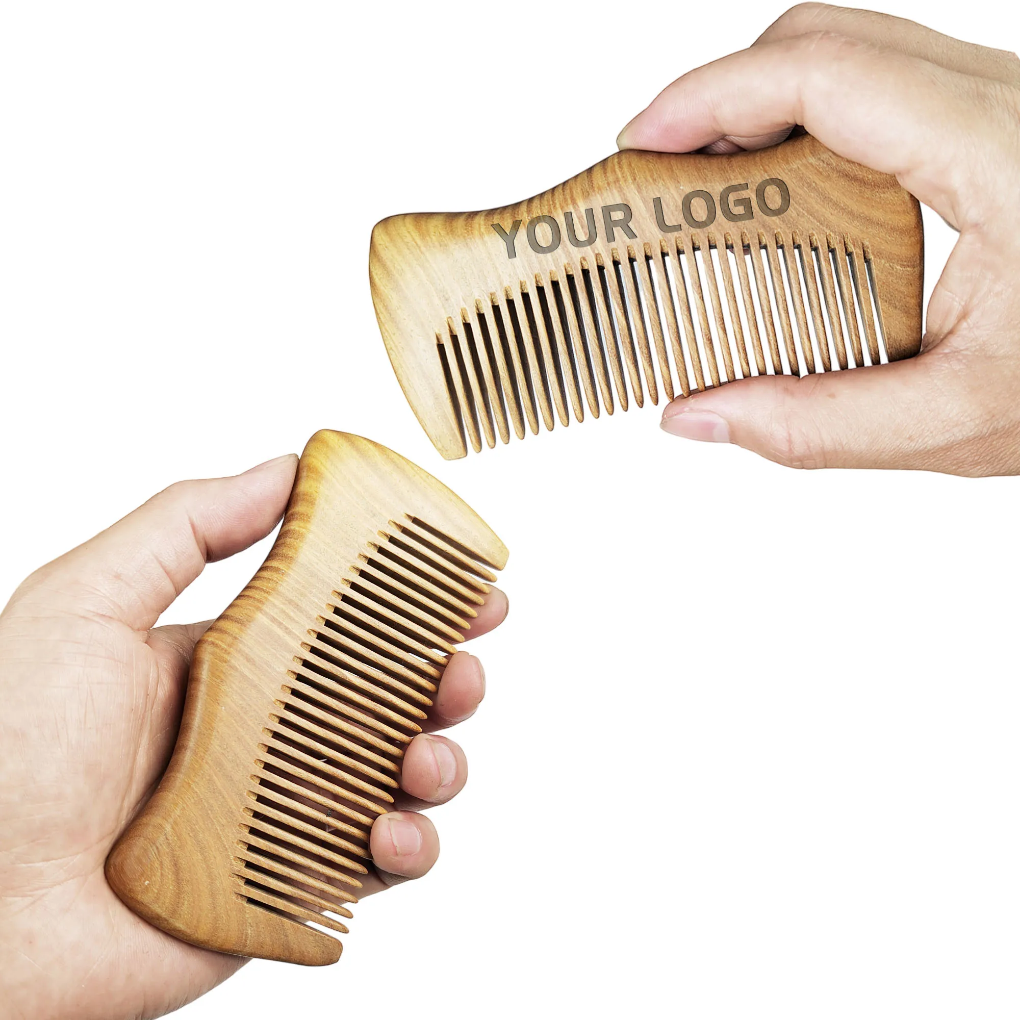 

1 Piece Custom LOGO Green Sandalwood Small Beard Hair Comb - Personalized Your Name Text Date As Great Gifts for Men Women