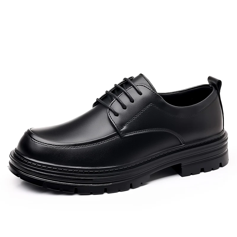 

Spring and Autumn British Thick soled Fashion Trend Business Leather Shoes Motorcycle Men's New Simple Casual Shoes