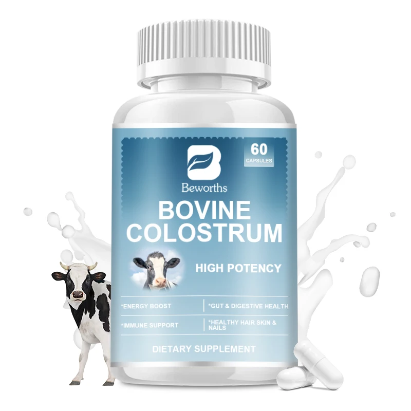 

BEWORTHS Highly Concentrated Pure Bovine Colostrum 1000mg Capsules Immune Support Gut Digestion Supplement Muscle Health Care