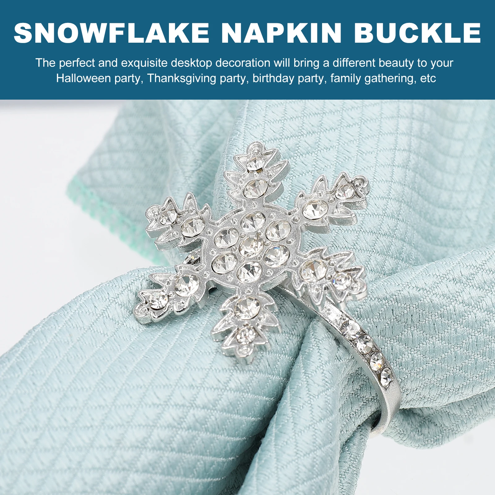

4 Pcs Round Snowflake Napkin Rings Dining Room Table Decor Zinc Alloy Silver Winter