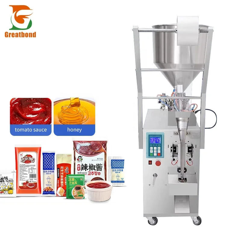 5-500ML Automatic Paste Beverage Peanut Butter Chili Sauce Oil Vinegar Plastic Film Sachet Jam Liquid Filling Packaging Machine