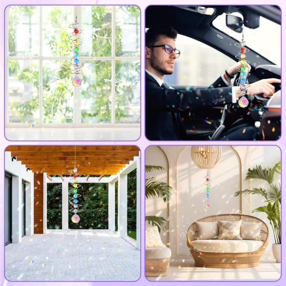 

Creative 3D Crystal Rotate Sun Catcher Colorful Decorative Spinner Gazing Ball Hangings Rainbow Maker Window