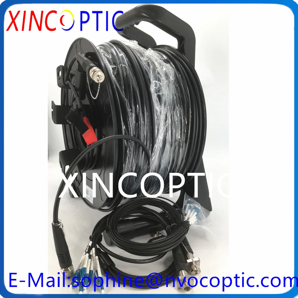 

150M,SM,8C,G657A1,5.0mm Armored Black Cable,8Core ODCMPO Male Round Connector With PCD310 Coil and 2Pcs 8F ODC-MPO to LC Jumper