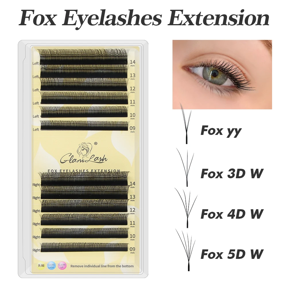 GLAMLASH Flying YY 3D4D5D Extensões de Cílios Série de Ar Fox Suave Natural Volume Brasileiro Premium Mink Mega