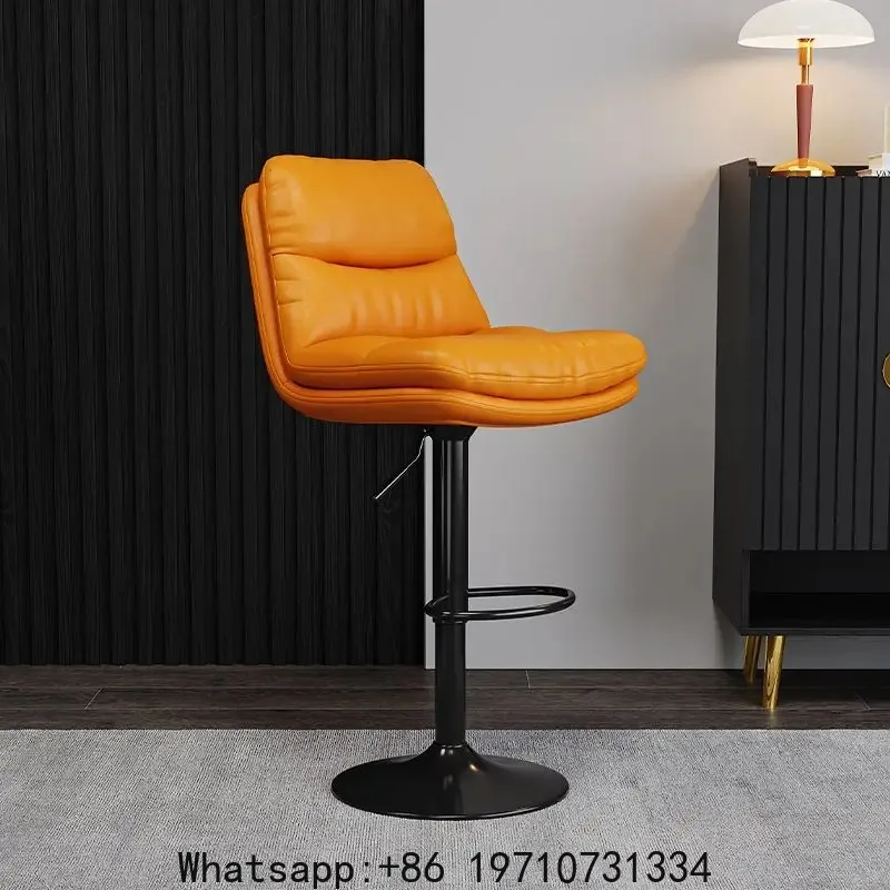 

Nordic Creative Comfortable Soft Bar Chair Modern Light Luxury Back High Foot Dining Chairs Rotation Lift Home Leisure Stools