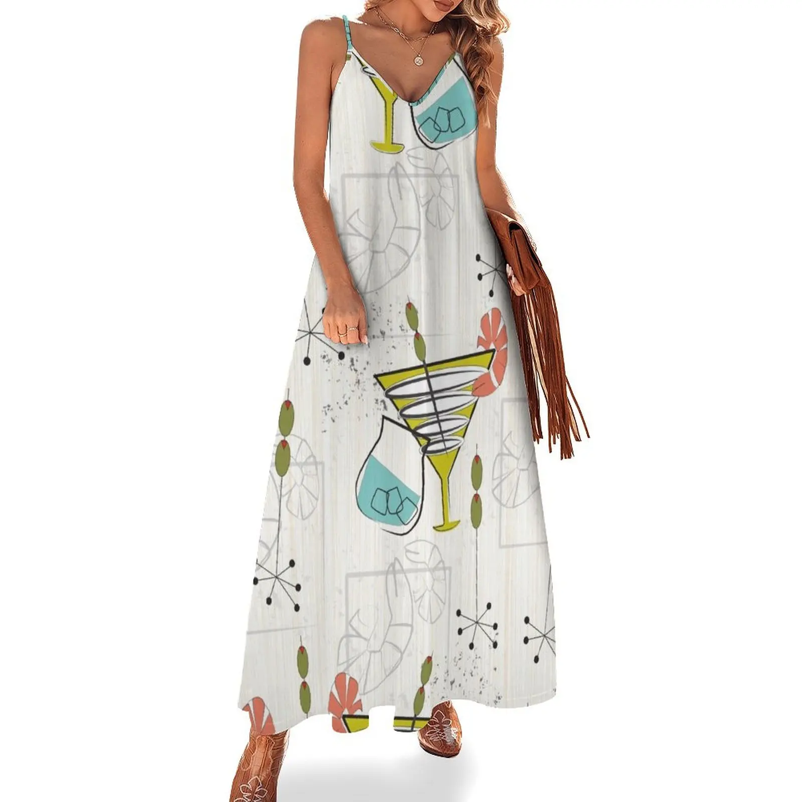 

Mid Century Modern Cocktail Hour Sleeveless Dress evening dresses women women's elegant loose dresses