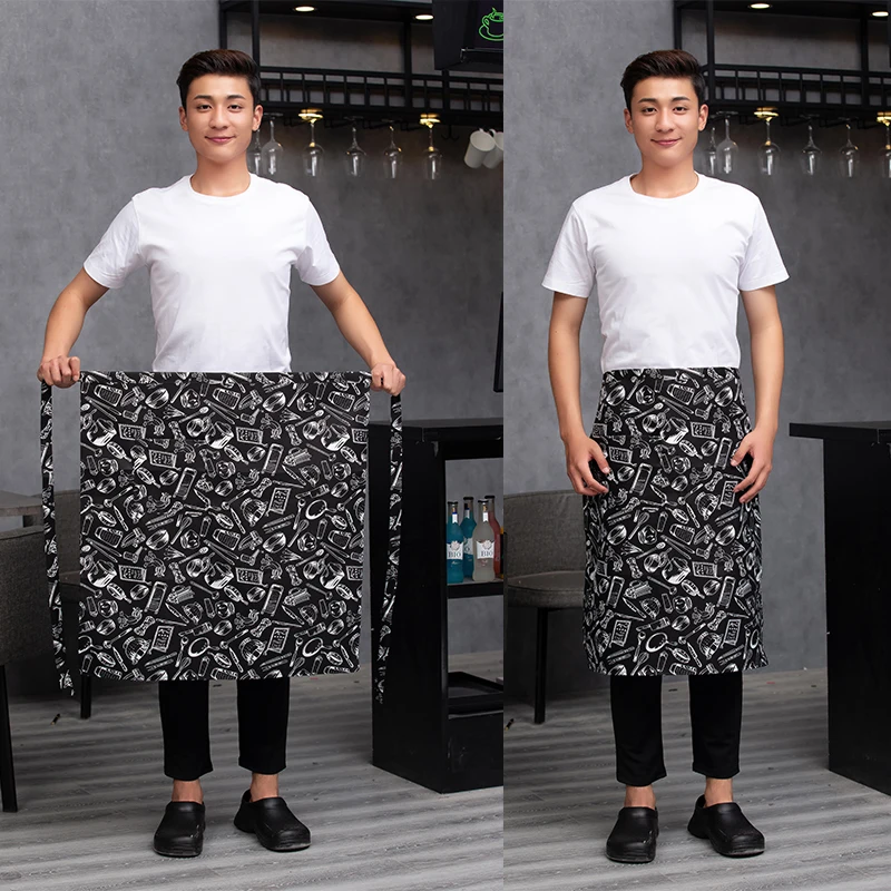 Catering Kitchen Apron for Women/Men With Pockets Work Mandil Cleaning Pinafore Restaurant  Chef Apron Shop Waiter Work Uniform
