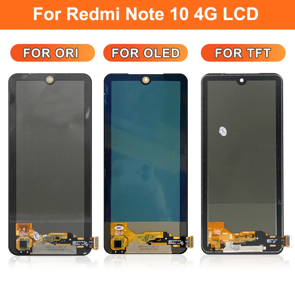 For Xiaomi Redmi Note 10 4G 6.43\'\'For Ori Redmi Note 10S M2101K7AI LCD Display Touch Screen Digitizer Assembly Replacement