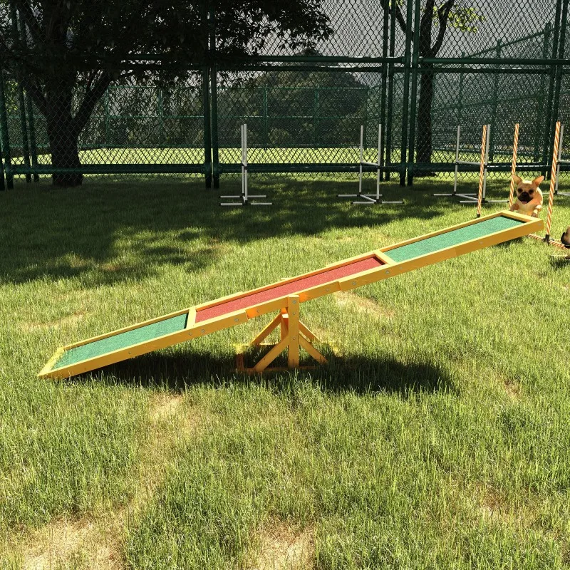 Wooden Dog Agility Seesaw for Training and Exercise, Platform Equipment Run Game Toy, Weather Resistant Pet Supplies