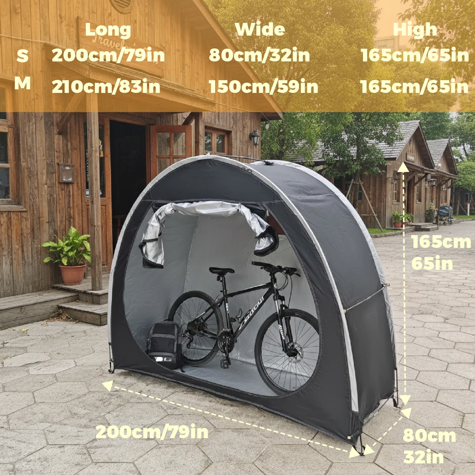 1 Pack Bike Storage Tent, Sturdy Dome Shed for 2 Bikes, Portable Foldable Garage for Outdoor Patio Use.