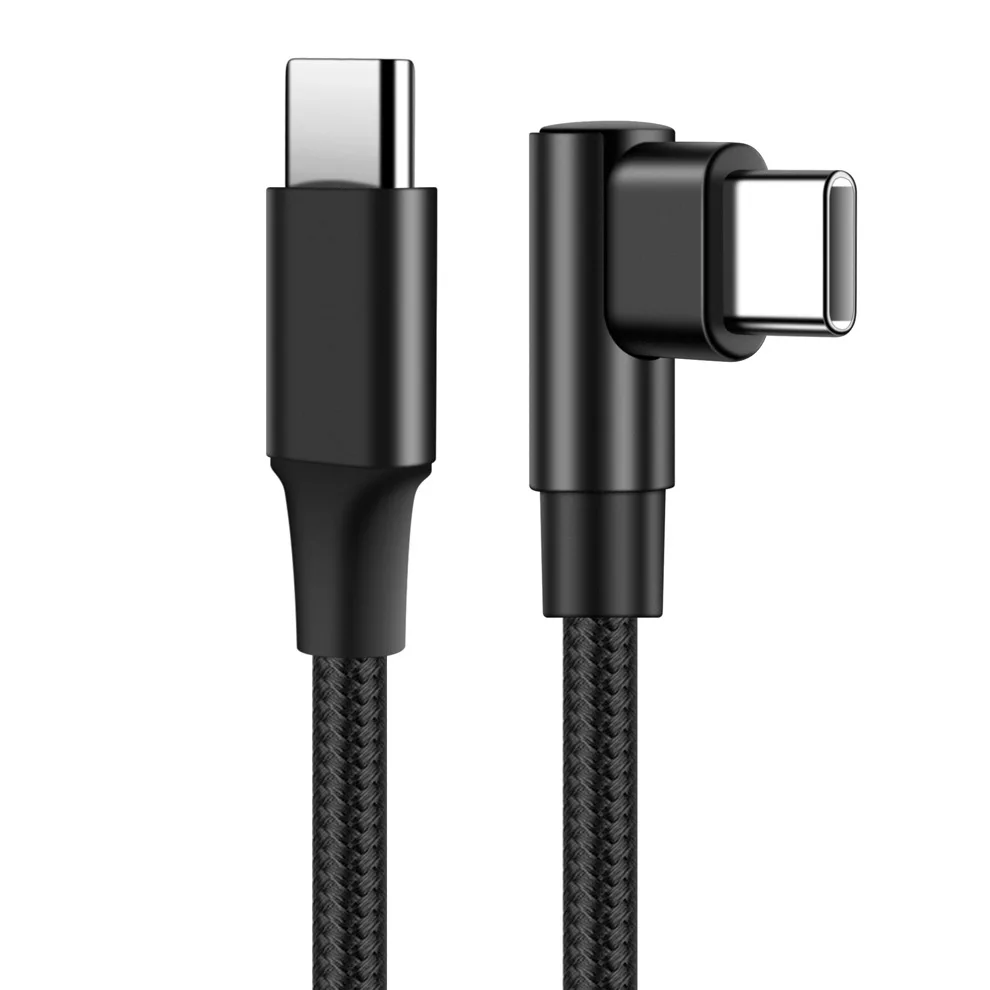 0.25 متر/0.5 متر/1 متر/2 متر/3 متر 90 درجة الكوع النايلون مضفر شاحن سريع الكوع USB C إلى نوع C الحبل كابل آيفون 15 16 سامسونج Xiaomi #3