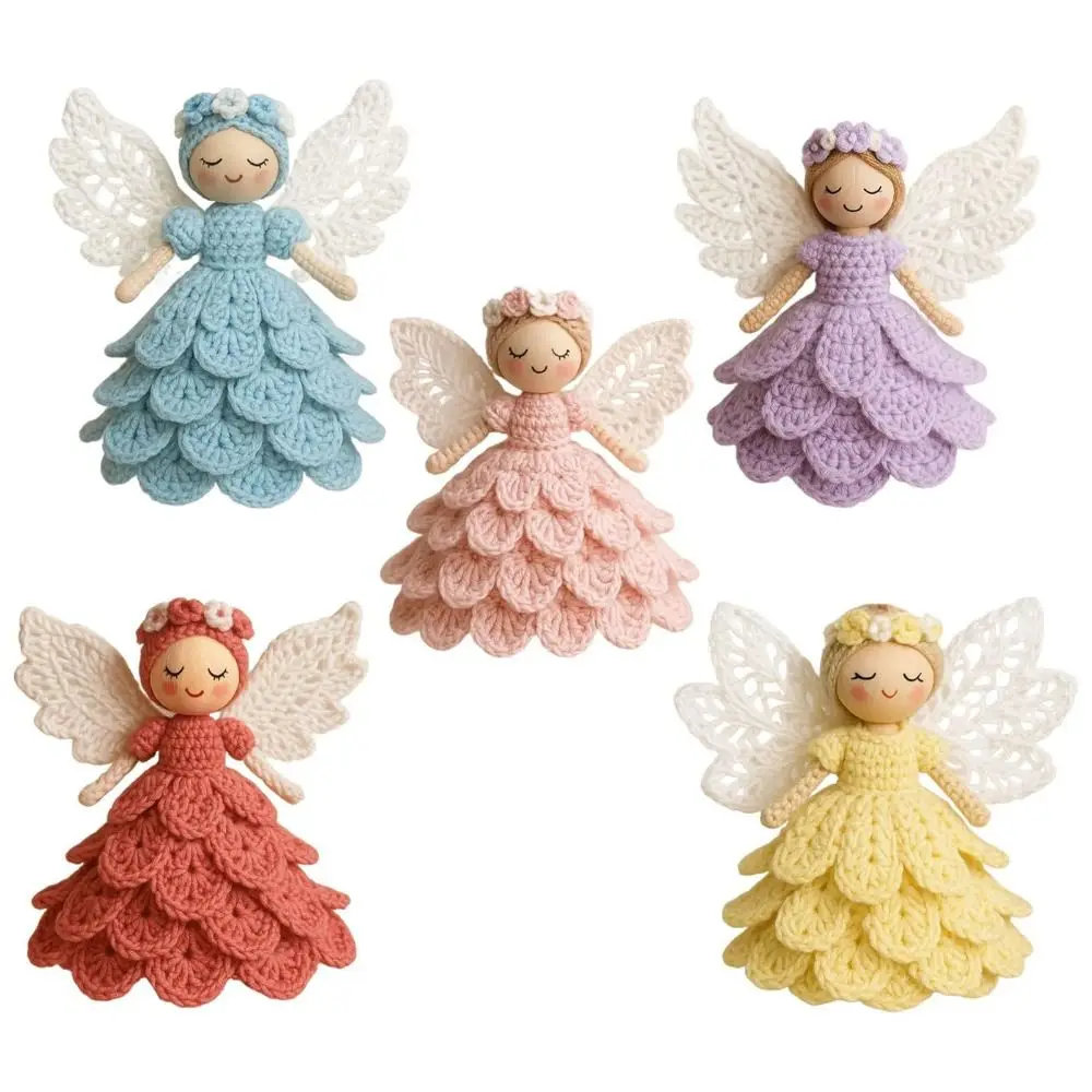 Kit diy de crochê anjo ornamento kit fácil starter artesanato pendurado ornamentos crochê boneca ornamento criar seu próprio kit de artesanato de crochê