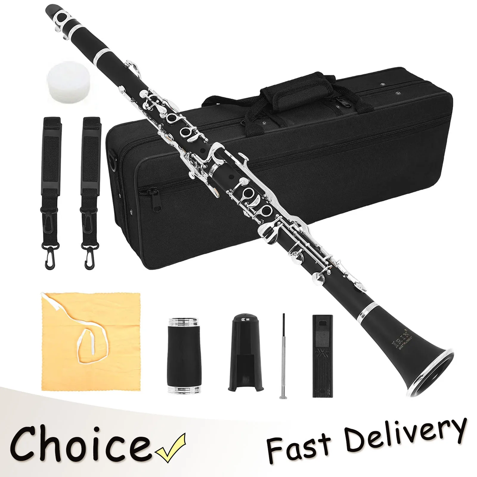 

Кларнет IRIN, ключ G, 17 клавиш, корпус из бакелита, немецкий кларнет, двойной регулятор, черная трубка, духовые инструменты, с чехлом