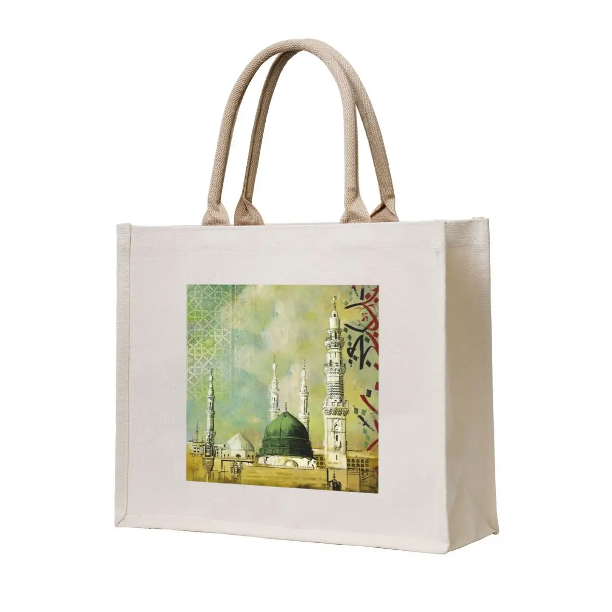 

Masjid Nabawi Painting Tote Bag tote bag custom custom canvas bag cute pouch canvas tote