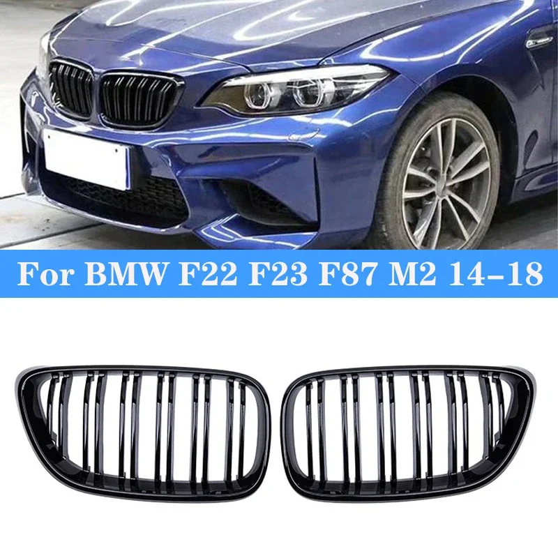 Per BMW serie 2 F22 F23 F87 M2 nero lucido paraurti anteriore auto griglia renale griglie Car Styling griglie da corsa accessorio 2014-2018