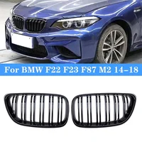 Rejilla delantera de riñón doble para BMW, accesorio de color negro con acabado brillante, estilo de carreras, modelos Serie 2: F22, F23, F87 y M2, años 2014 a 2018