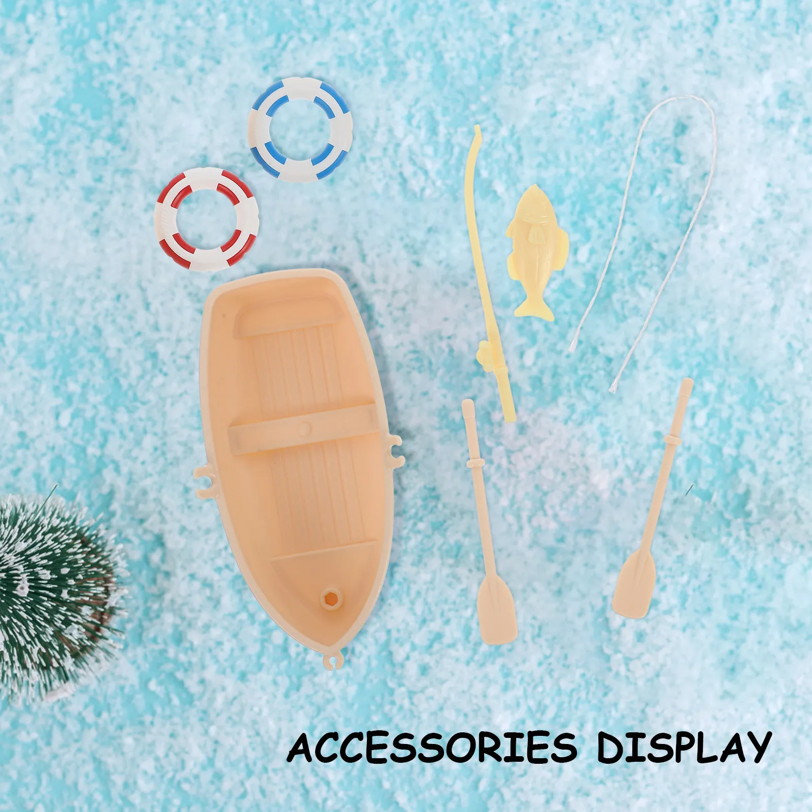 1Set Miniature Boat Swimming Ring Creative Floating Decoration Fish Tank Landscape Desktop Micro Landscape Craft Prop Plastic