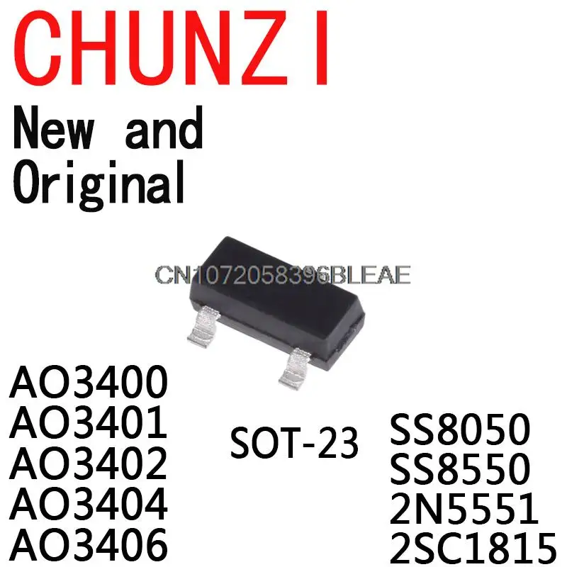 50PCS New and Original SOT23 AO3400 AO3401 AO3402 AO3404 AO3406 AO3407 AO3415 AO3416