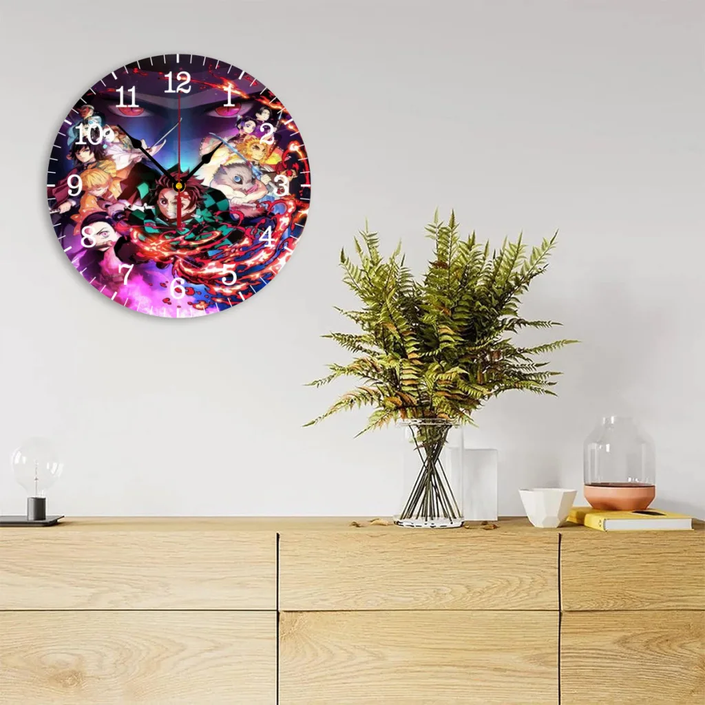 Demon Slayer Graphic Anime Wall Clock Modern 3D for Home Office Hotel Restaurant School Decoration