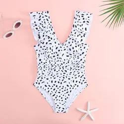 2026 Girls Swimsuit One Piece Leopard Kids Swimwear Ruffle Children's Bathers Bathing Swimming Swim Suit Summer Beachwear