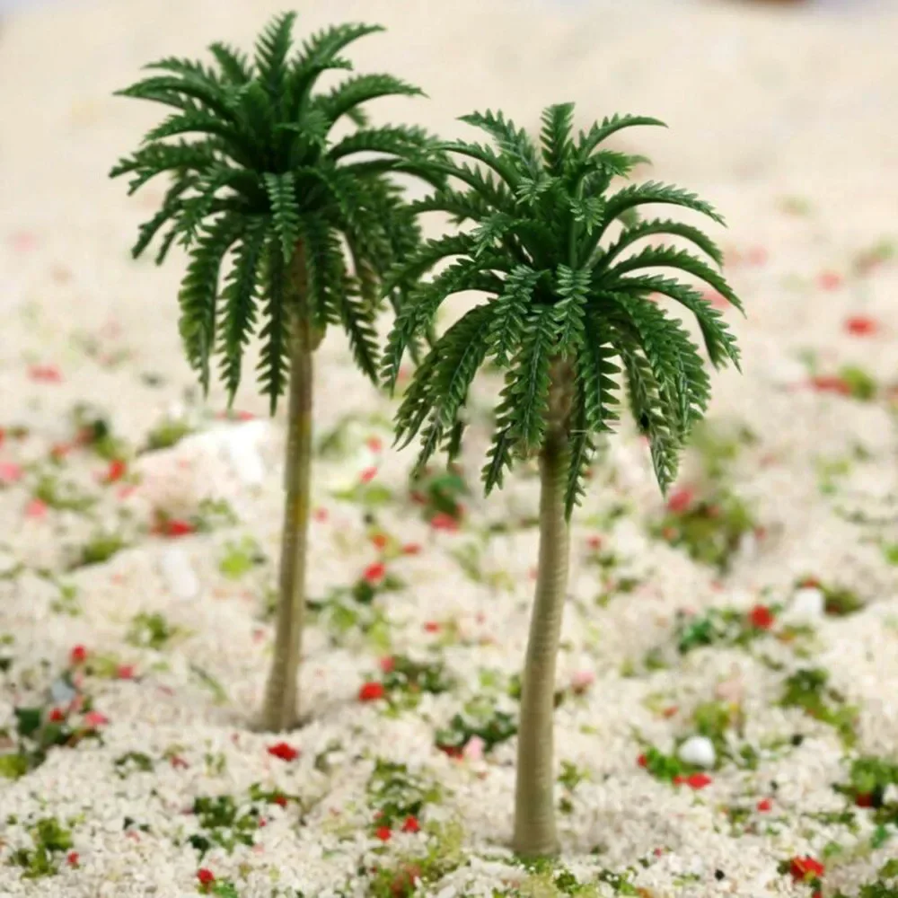 15 pz Altezza 7-16 cm Palma da cocco Modello FAI DA TE Parco Foresta pluviale Treno Ferrovia Decorazione Edificio Paesaggio Albero in miniatura