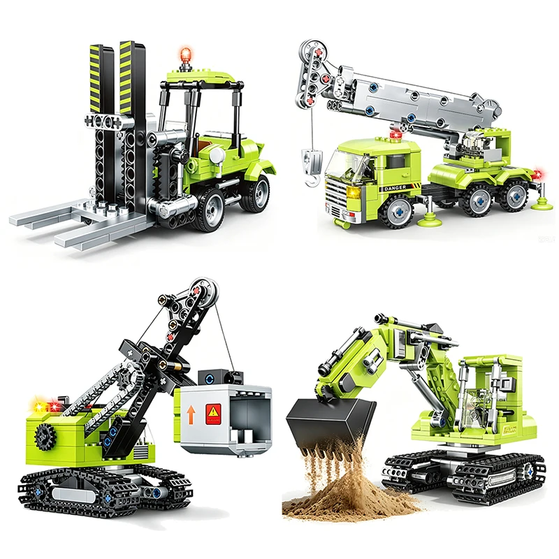 

MOC Forklift Telescopic Arm Crane Mining Vehicle Excavator Building Block Creative DIY Model Home Decoration Puzzle Toy Gift