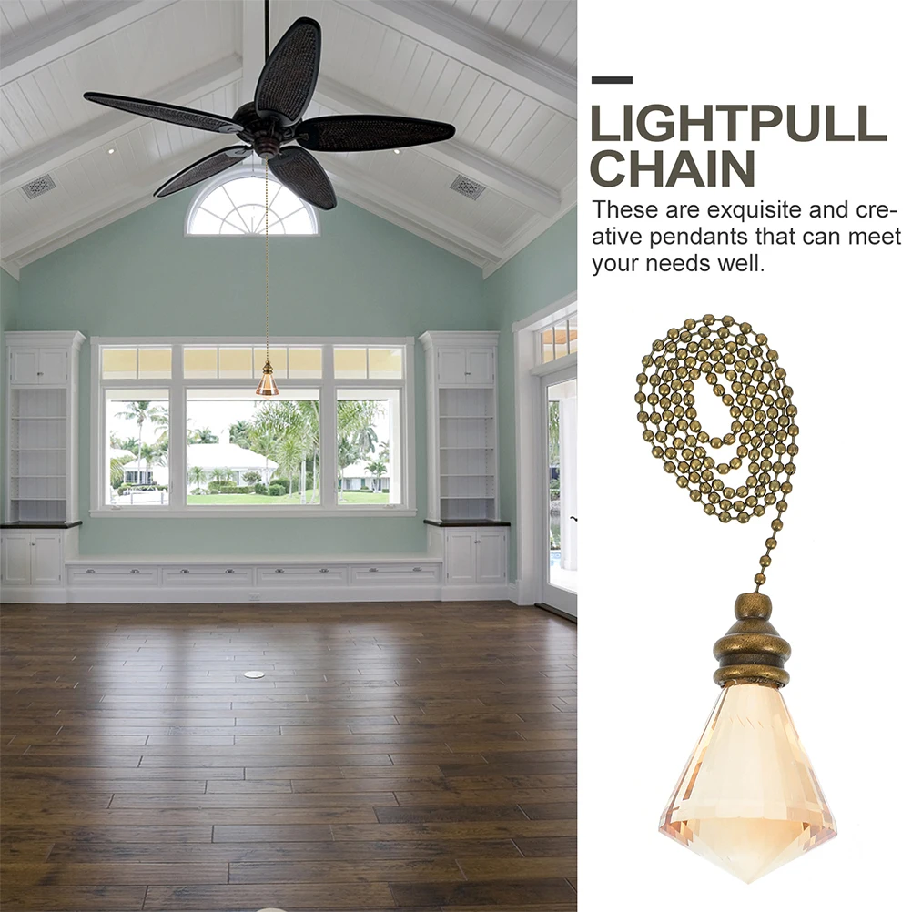 

2pcs Crystal Pendant Chain Decorative Extender for Ceiling Fan Lamp Pull Copper Parts Bead Chain Smooth Surface No Burrs Easy
