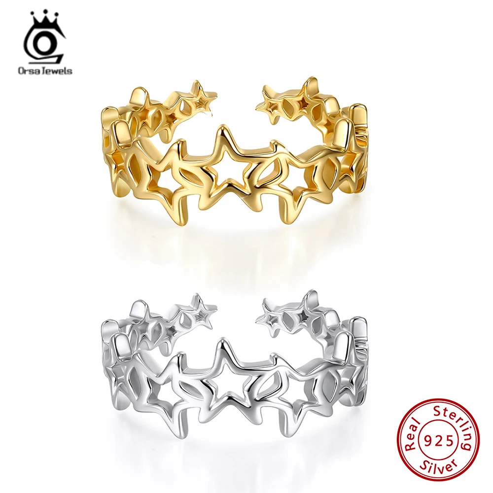 

ORSA JEWELS Chic 925 Sterling Silver Open Ring Star Design Perfect for Special Occasions Beautiful Jewelry for Women APR49