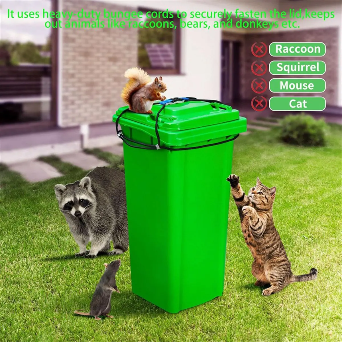 

A25I 2 шт. замки крышки мусорного бака для животных, мусорный бак, замок для банджи-шнура Keep Bear/Енот/Собака из мусора