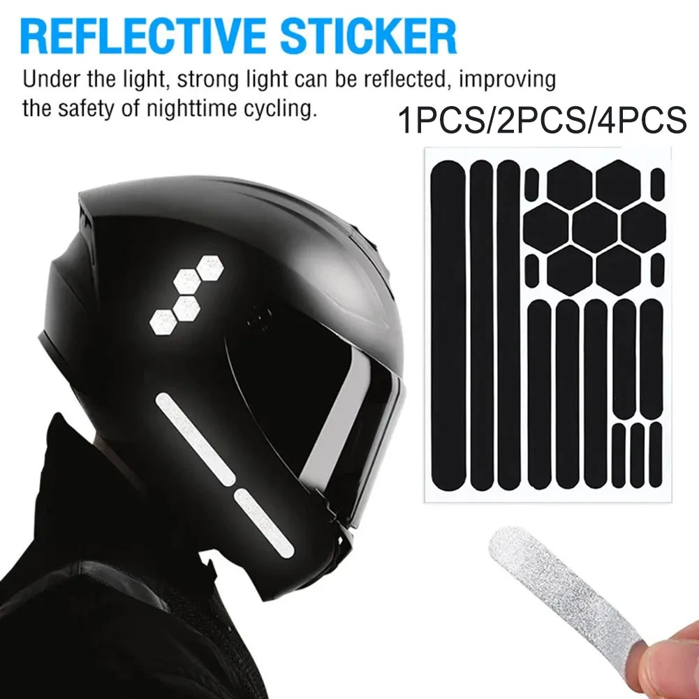 Fita Refletiva para Capacete, Adesivo Preto para Segurança Noturna em Motocicletas, Decalque Impermeável e Resistente às Intempéries para Bicicletas, 