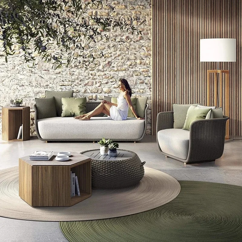 Rattan quintal conjuntos de jardim à prova dwaterproof água secional criatividade pátio conjunto sofá sofás luxo tuinmeubelsets móveis ao ar livre