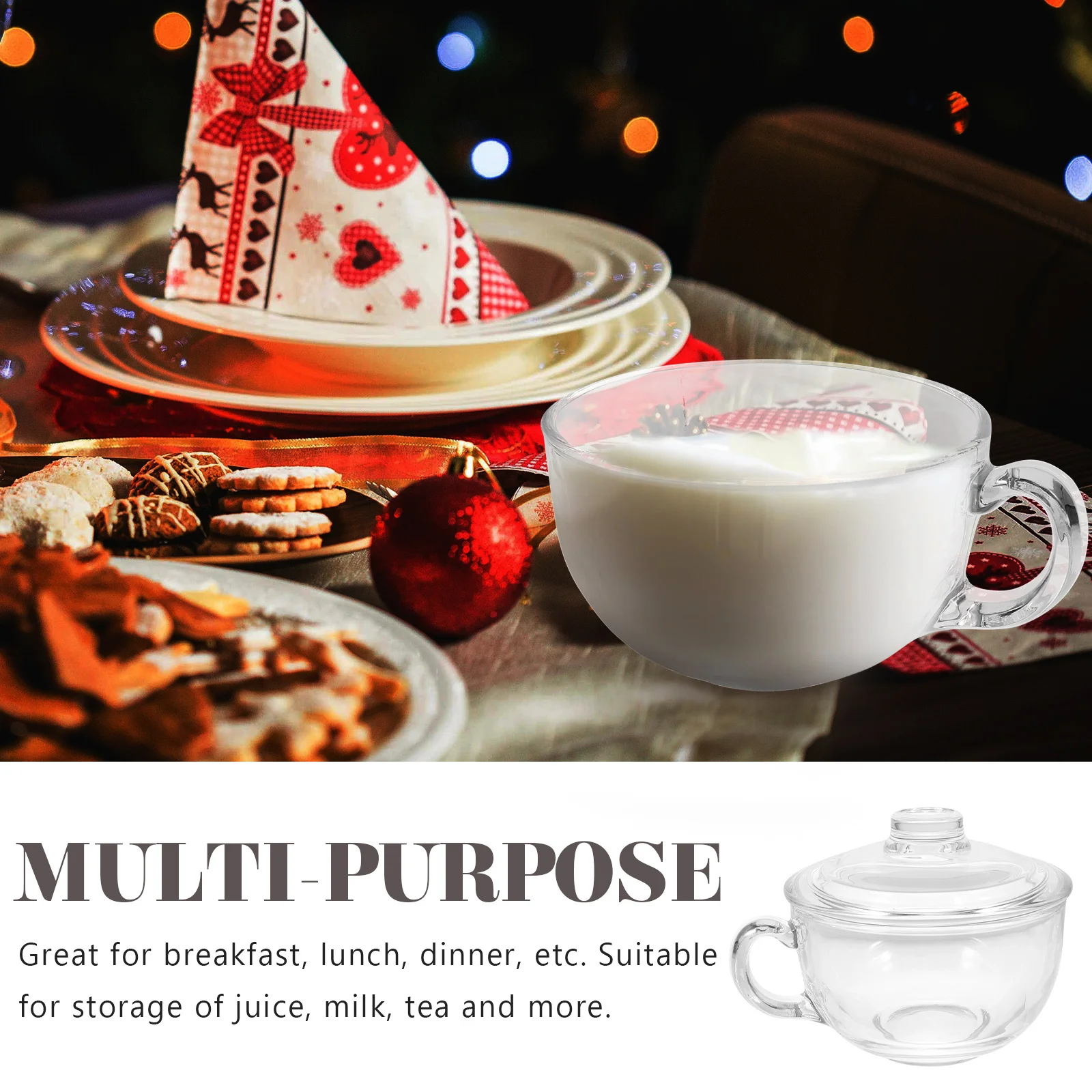 

1Pcs Heat Resistant Glass Bowl Thickened Smooth Surface Glass Cup for Household Milk Juice Water Drinking Cup