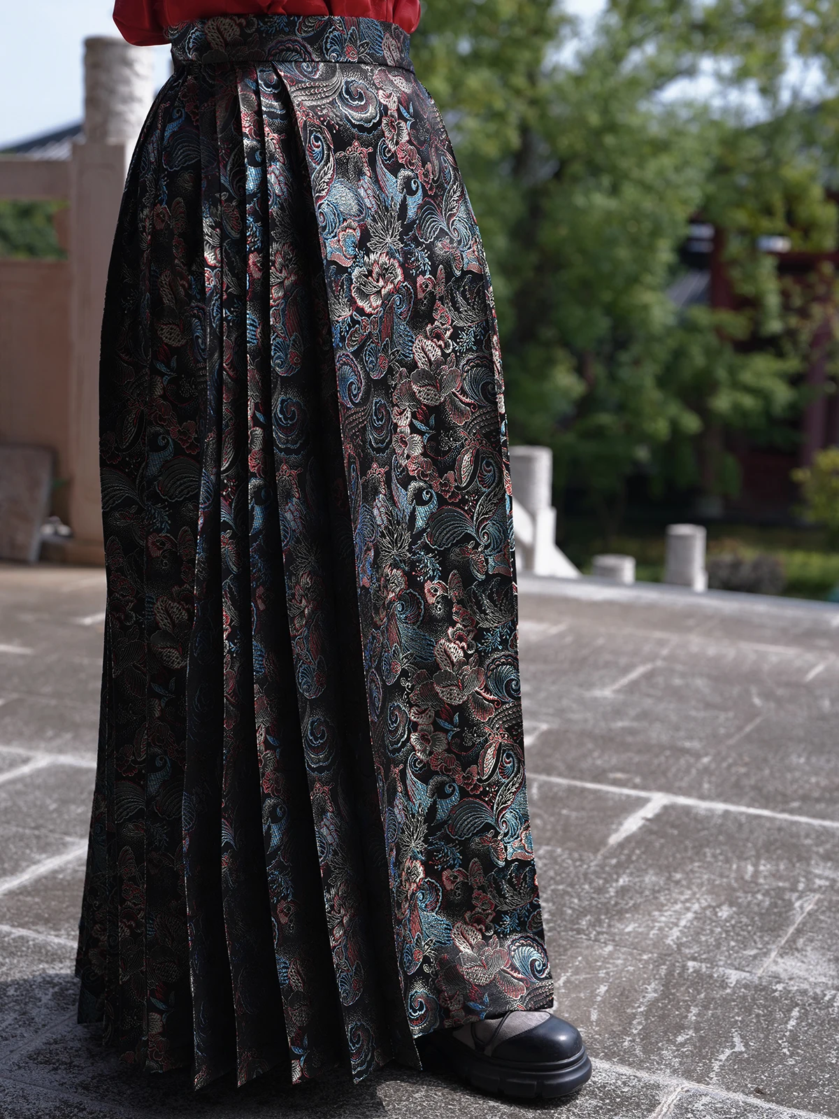 

Original Large Size Chinese Sle f Skirt Zhen Da Yu Feng Wei Embroidered Tfeta Elastic Zipper Ma Face New