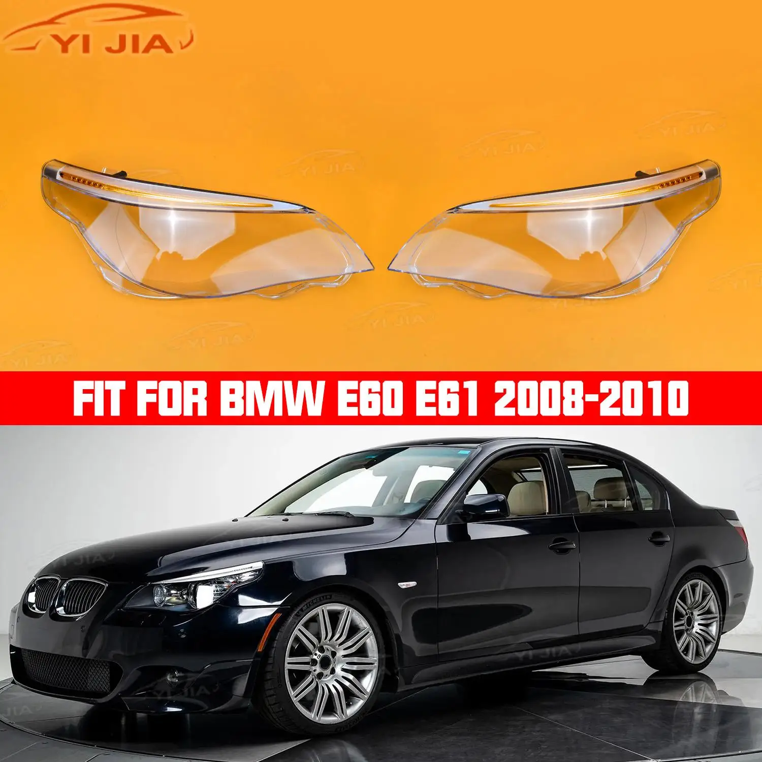 

New For BMW E60 E61 525I 530I 545I 550I 2008-2010 Old Style Headlight Cover Clear Headlamp Shell Caps Car Front Headlight Lens