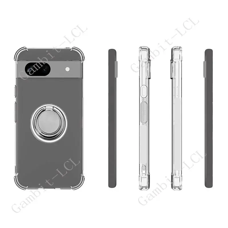 Google piksel 8 7 8a 6 Pro 7a 6a 7Pro Pixel8 Pixel7 geri halka tutucu braketi telefon kılıfı Smartphone TPU yumuşak silikon kapak