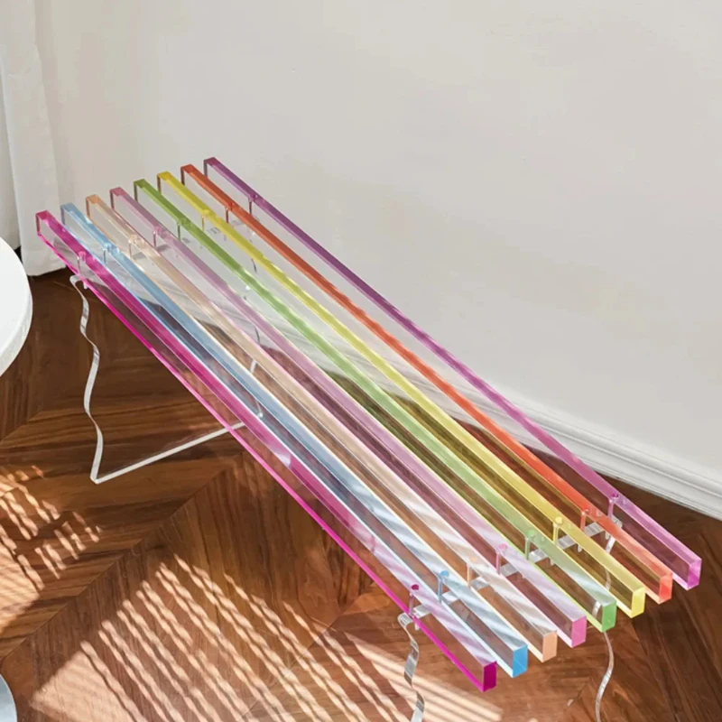 Ins Rainbow Bench Nordic Acrylic Home Door Shoe Bench Creative Balcony Transparent Stool
