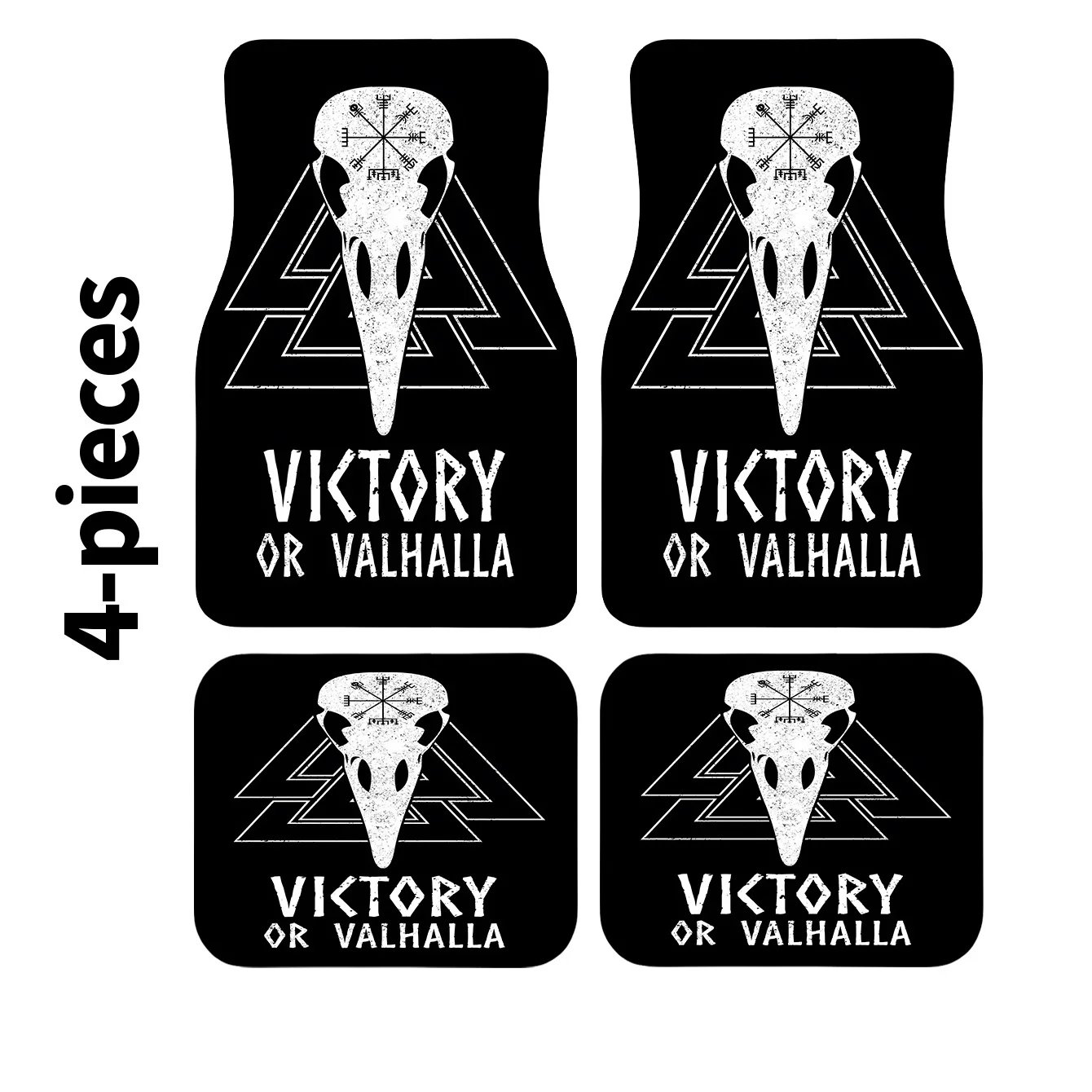 4pcs Set Of High-end Victory Or Valhalla Summoning Printed Car Mats, Front And Rear Carpets, Car Interior Accessories Mats, Suit