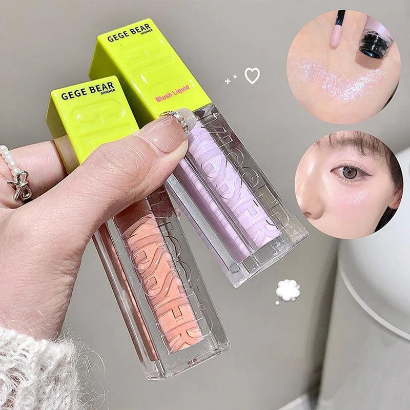 New Shimmer Blush Liquid Waterproof Lightweight Liquid Blush for Face, Nude Makeup with Matte Shine Finish Easy Blend Cheek Tint