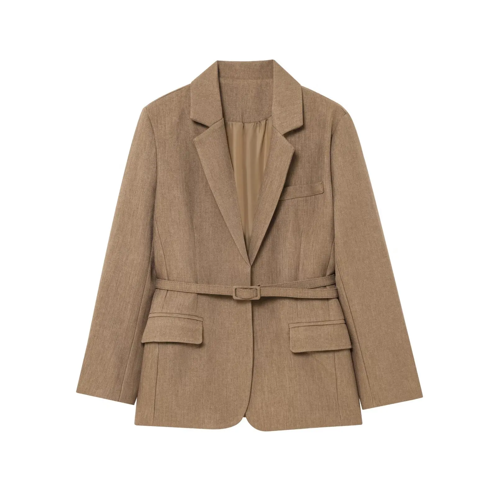 

Women's European American Style Casual Suit Jacket with Tie Belt Loose Fit Spring Autumn Clothing B63148