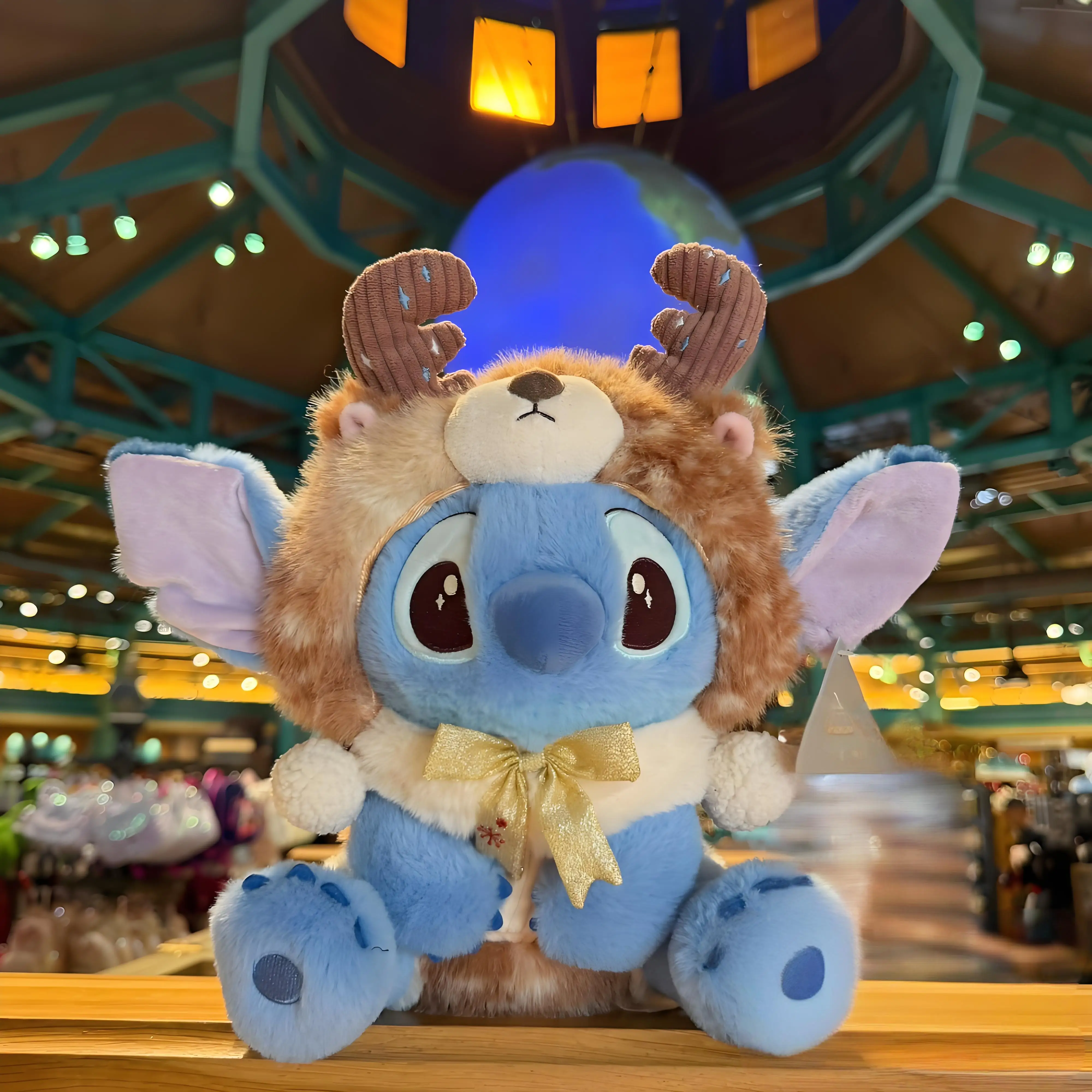 Boneka Gantungan Kunci Plush Little Gold Stitch Angel Musim Dingin Shanghai Disneyland 2025, Hadiah Liburan untuk Teman