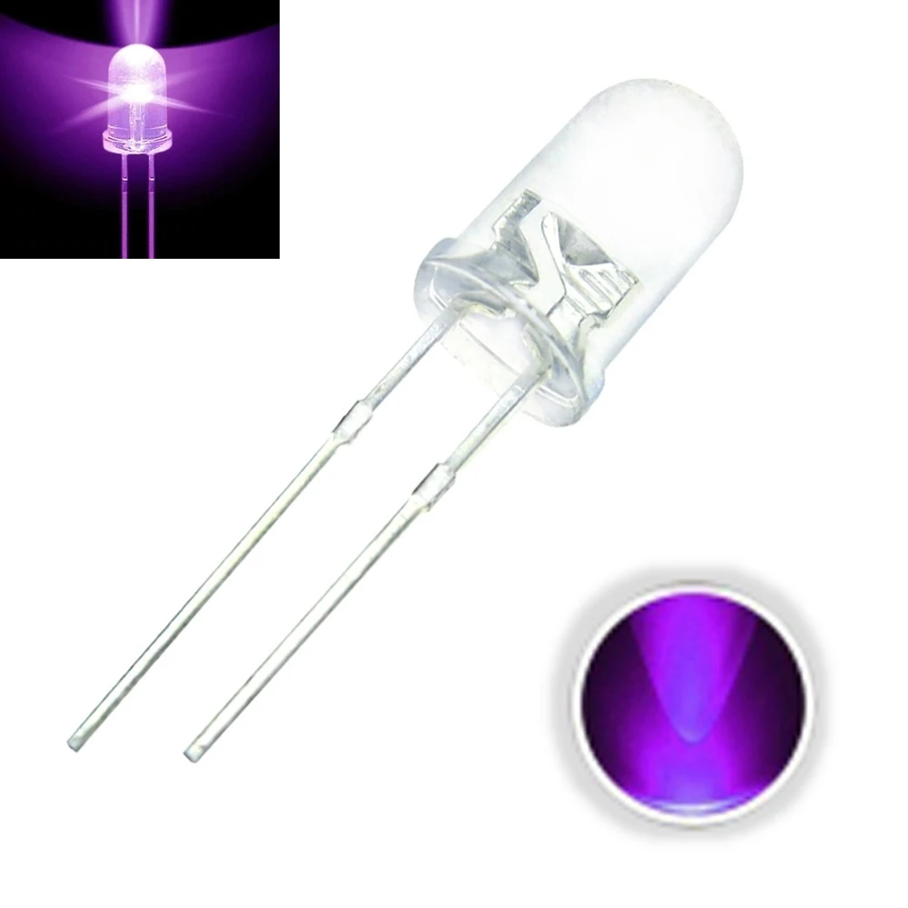 Kit 100 5mm led diodos uv arduino sunstroke eletrônico