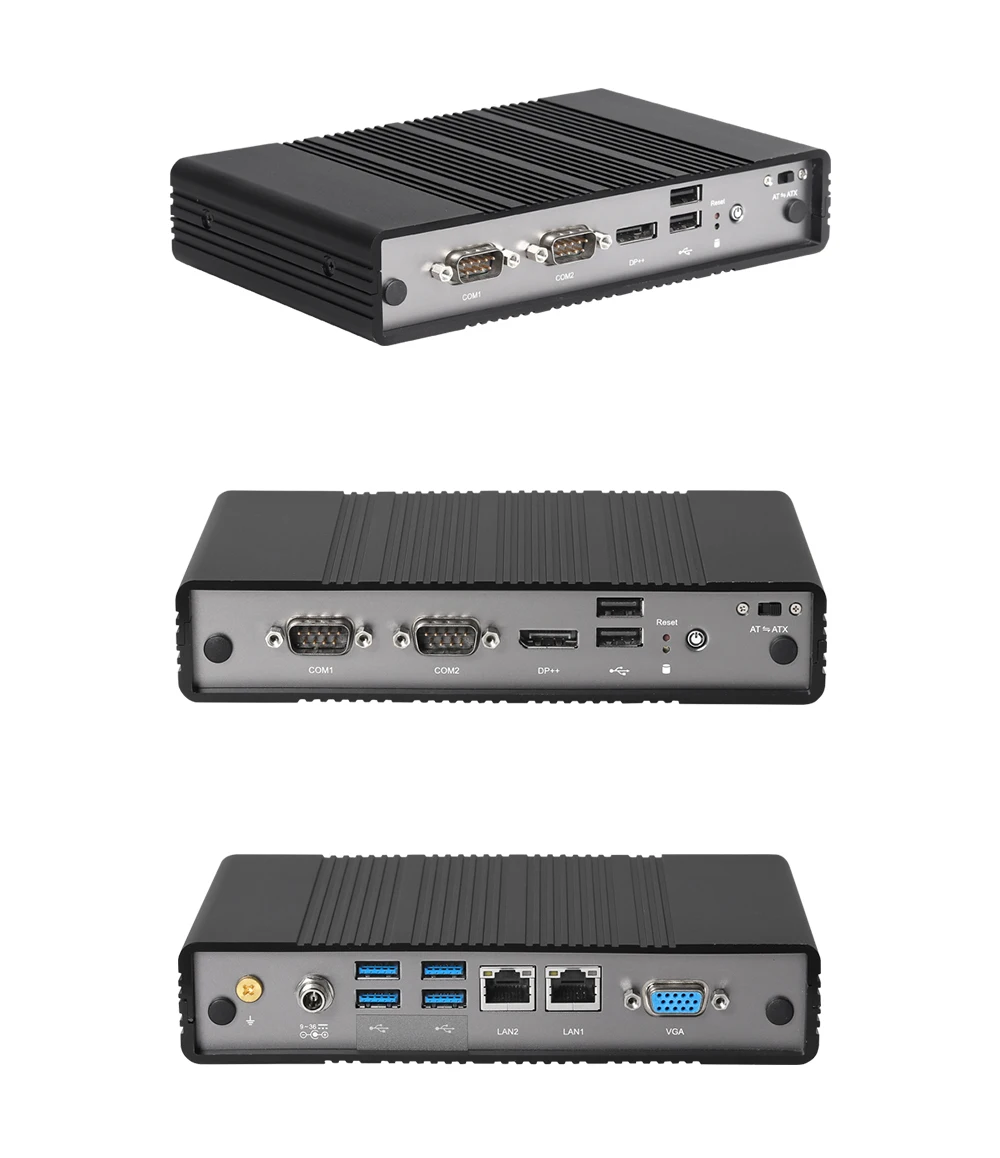 Inter Atom-Mini PC sin ventilador E3940, de bajo consumo, 2 Inter-I211, 1000mb, Ethernet LAN y 2 RS232 COM, Compatible con WiFi