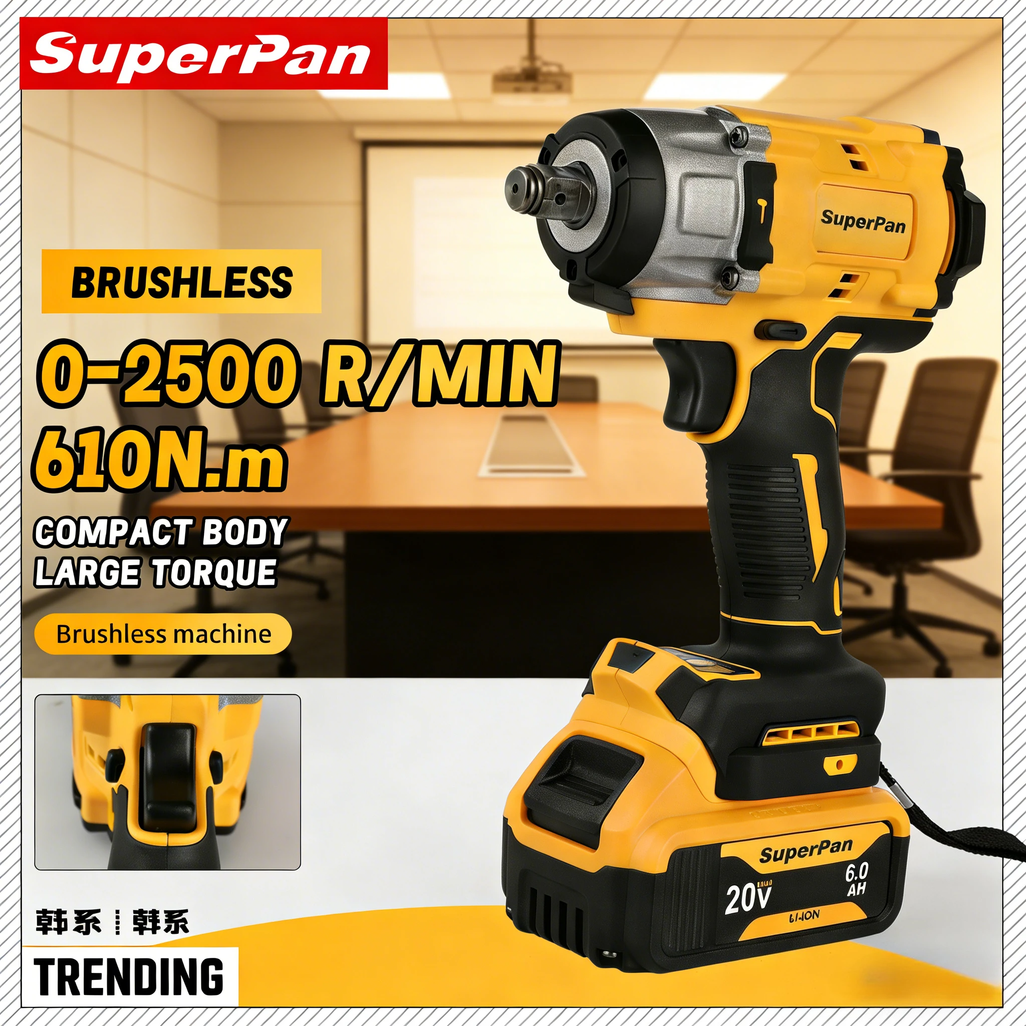 

Набор механических инструментов SuperPan SP922: реверсивный ключ с автоматической блокировкой для строительных и ремонтных работ, совместим с аккумулятором DeWalt 20V.