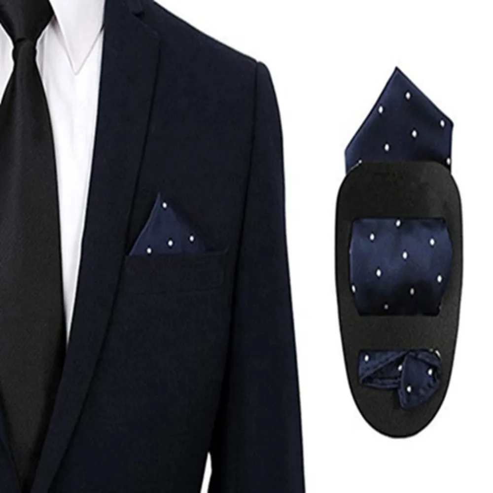 New PP Pocket Squares Holder Black Universal Size Handkerchief Keeper Scarf Silk Fixed Clip Gentlemen