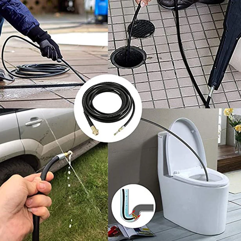 6/10/15/20m Sewer Drain Cleaning Pipe High Pressure Washer For Karcher Hose Cleaning Kit Sewer Pipeline Washing Nozzle Blockage