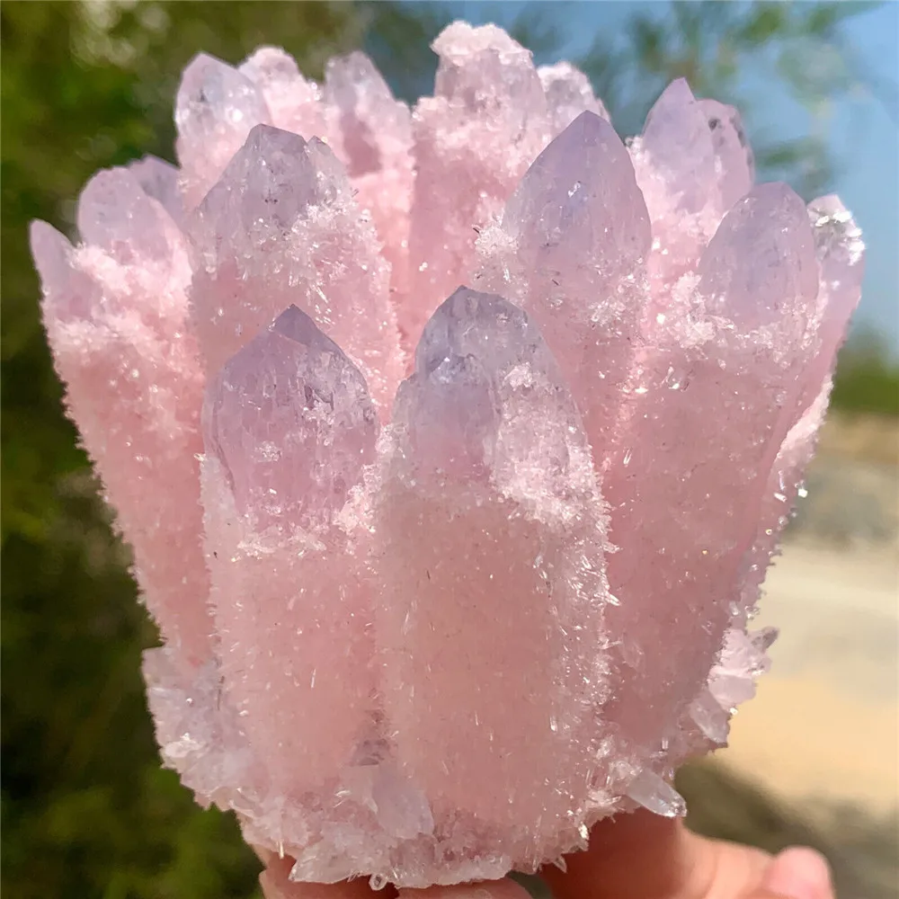 Natural Pink Crystal Cluster Pink Quartz Cluster Healing Pink Raw Stones mineral Specimen Home Decoration