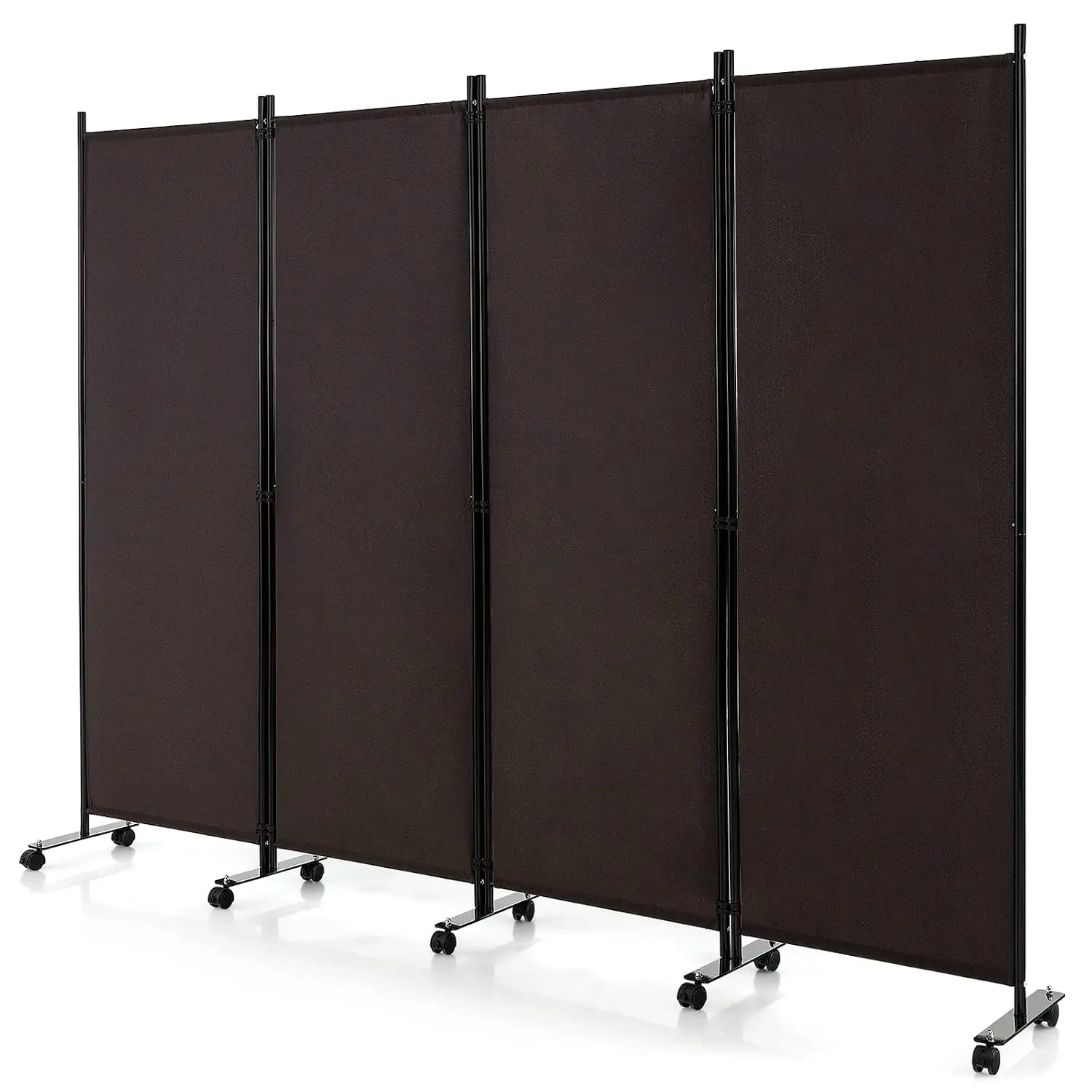 4 Panel Folding Room Divider, 6FT Rolling Privacy Screen with Lockable Wheels, Portable Room Partition Screen, Customized