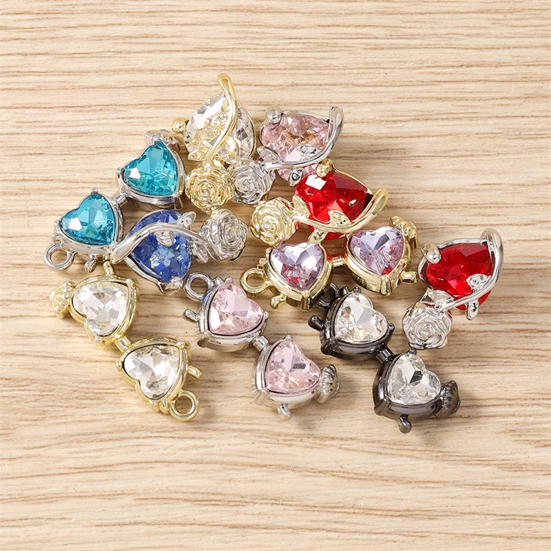 5 Stück niedliche, bunte Mini-Sonnenbrillen-Anhänger in Form von Kristallherzen für die Schmuckherstellung, zum Basteln von Halsketten, Ohrringen und anderen DIY-Accessoires. – Detail 4